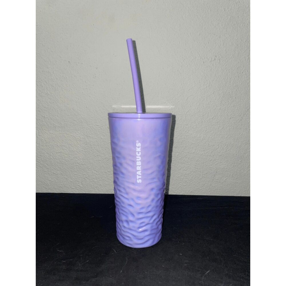 Starbucks Lavender Ripple Cold Cup Tumbler 16 oz Grande with Straw